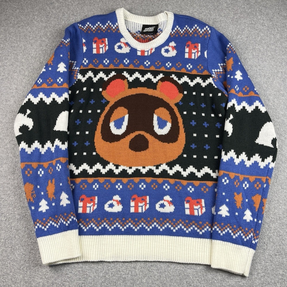 Nintendo Animal Crossing Sweater Mens Large Tom Nook Holiday Ugly Geeknet